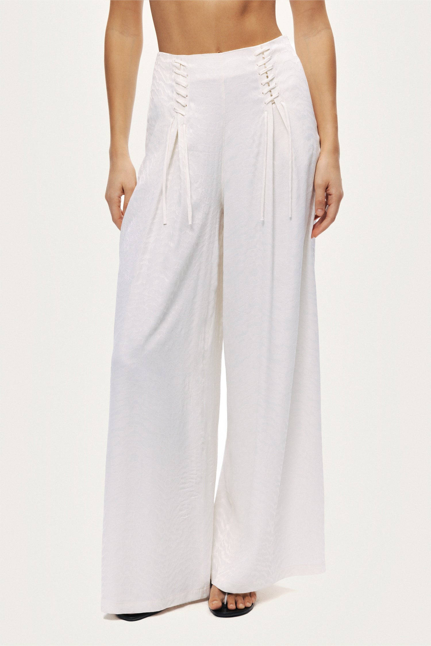 Lace-Up Wide-Leg Pants