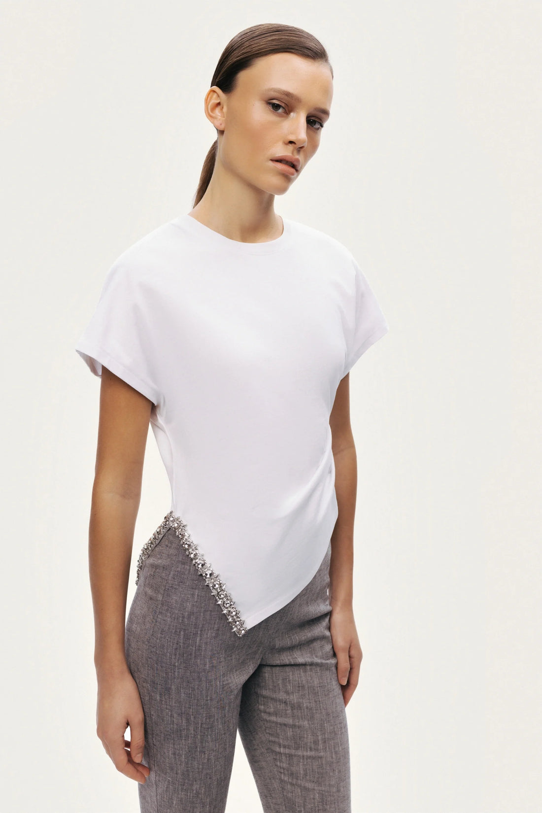 Tailored Linen Blend Capri Pants