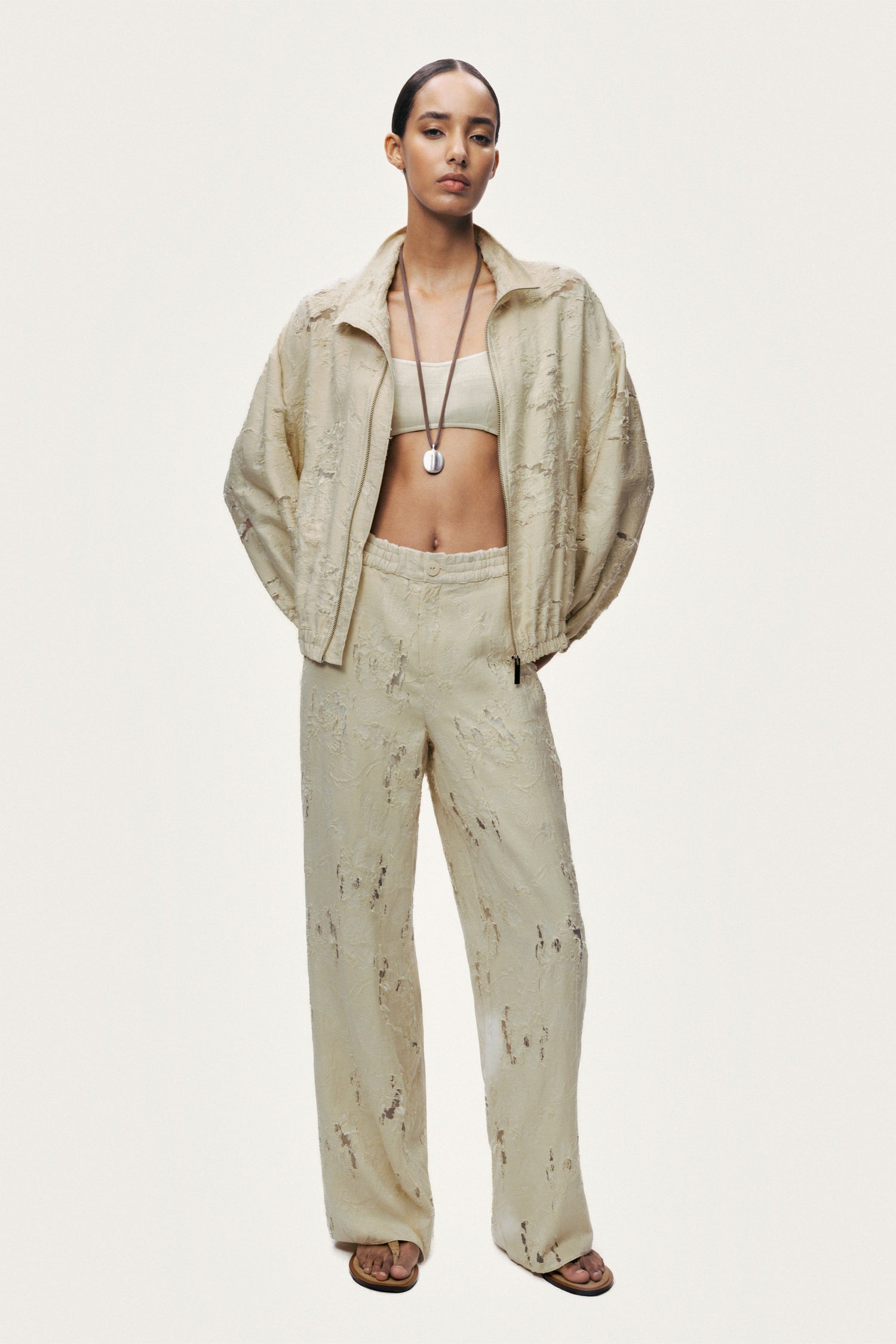 Jacquard Wide-Leg Trousers