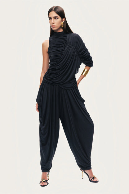 Draped Relaxed-Fit Pants