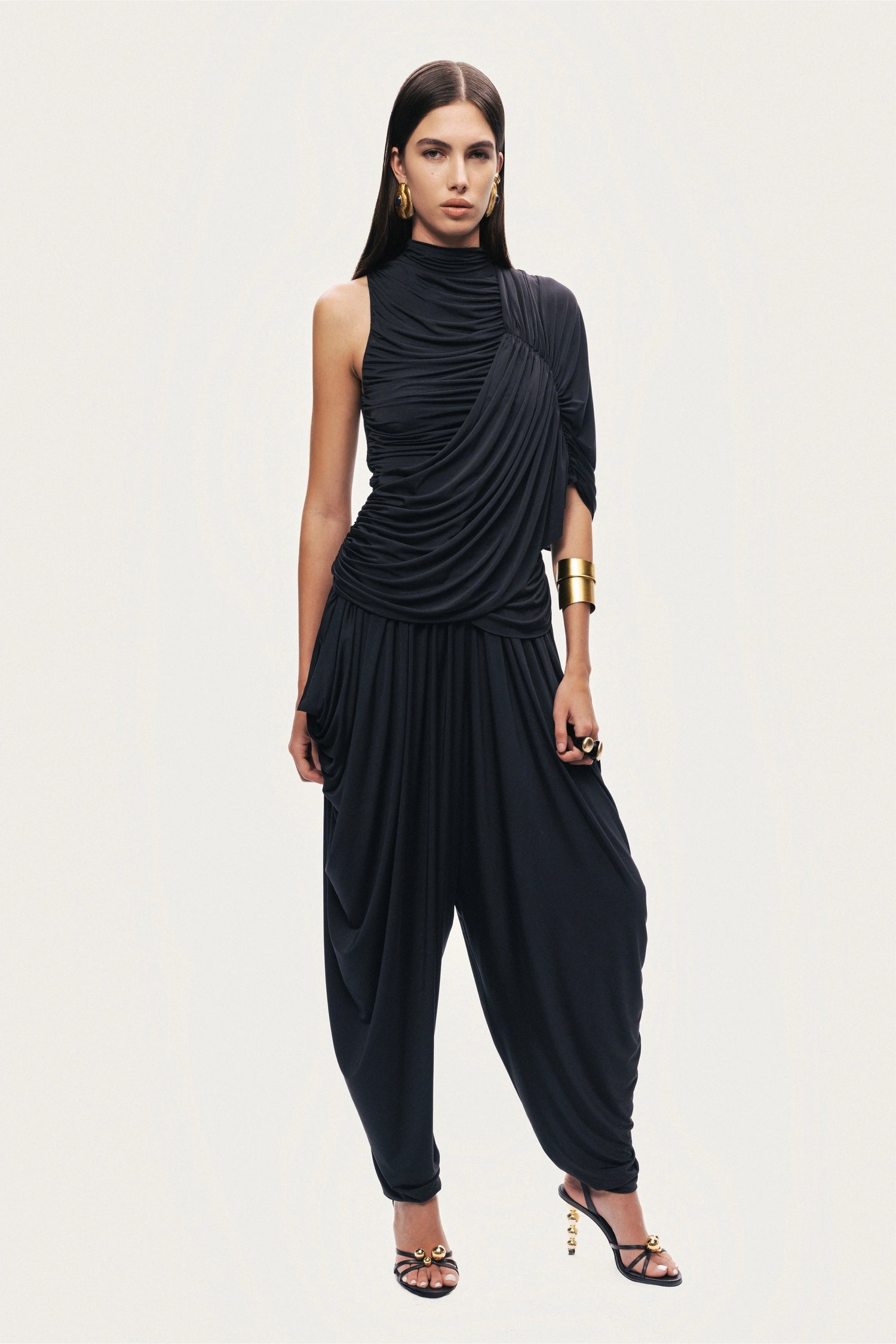 Draped Relaxed-Fit Pants