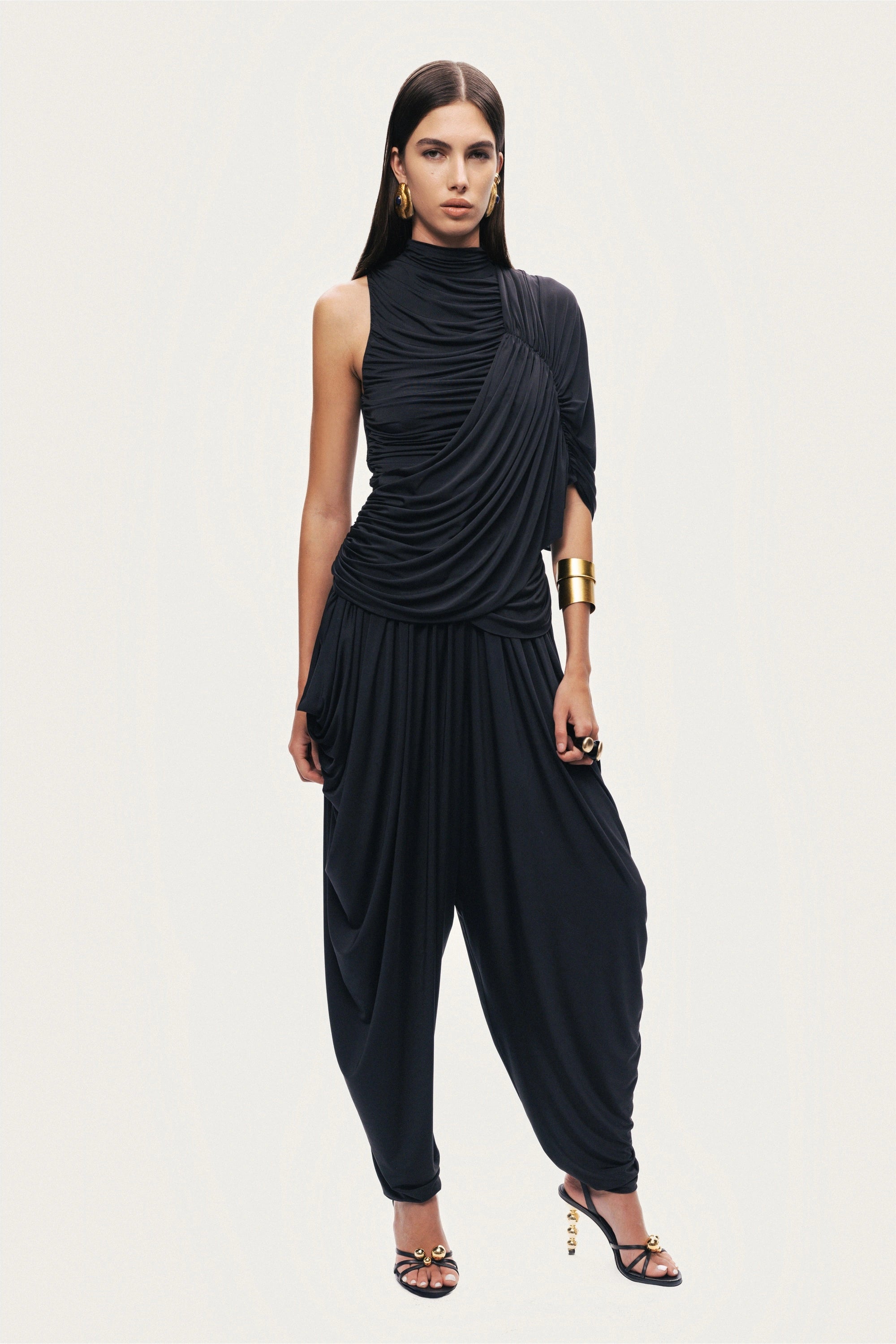 Draped Relaxed-Fit Pants