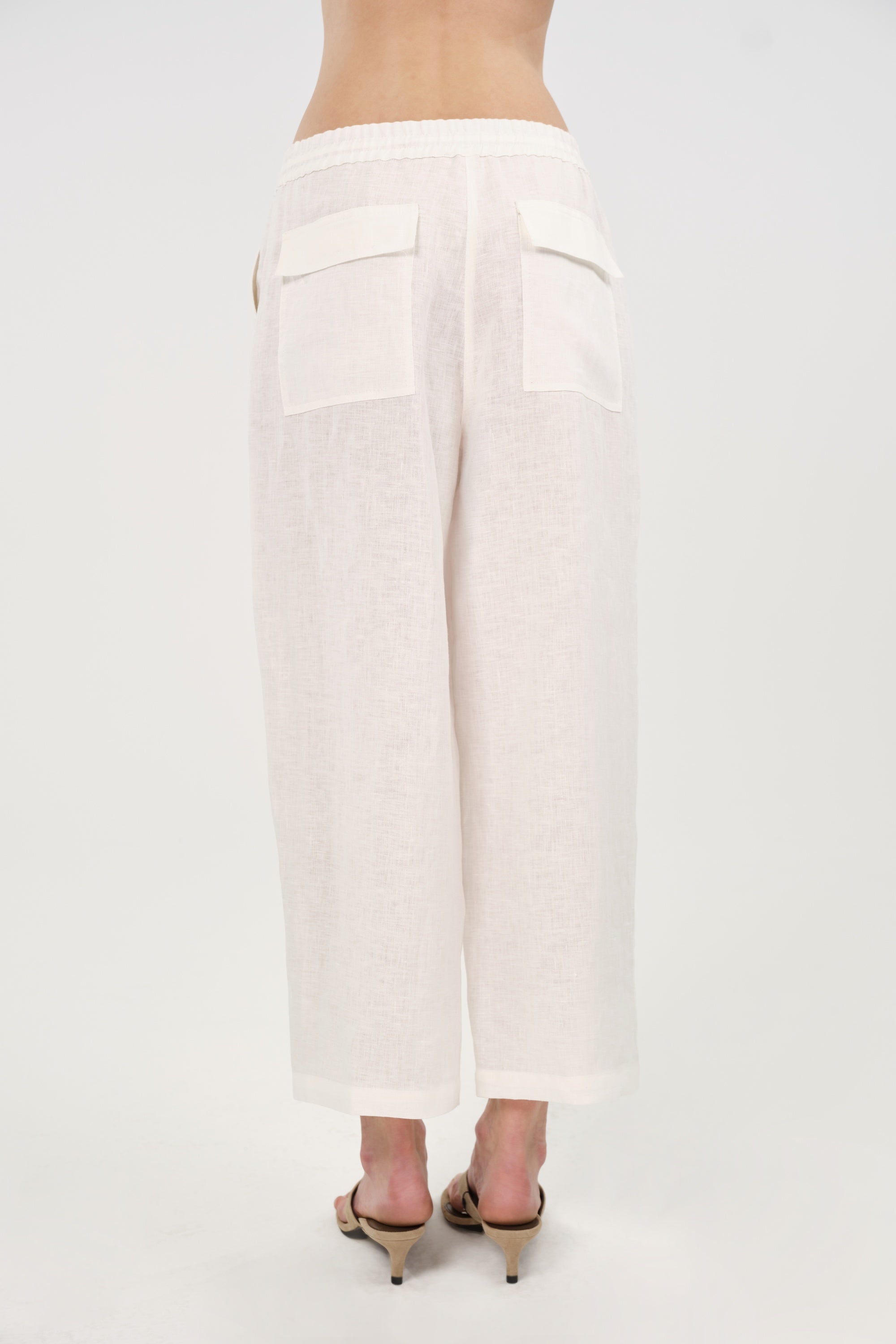 White Linen Drawstring Trousers