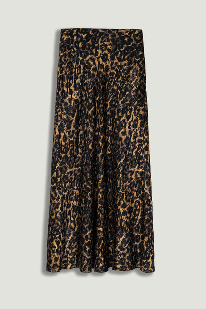 Printed Leopard Midi Skirt