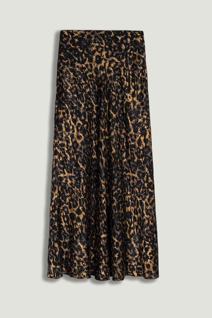 Printed Leopard Midi Skirt