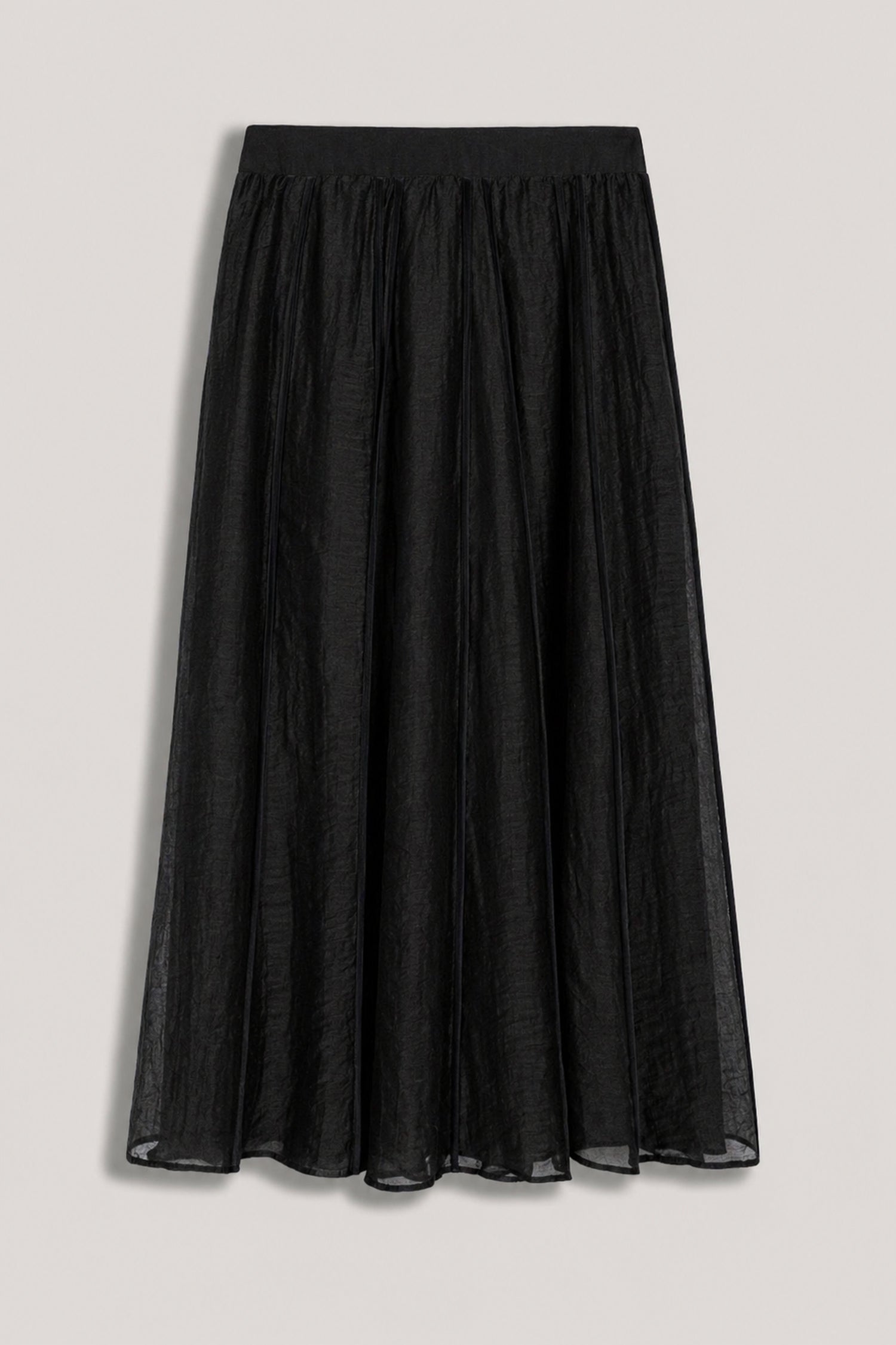 Braid-Trim Pleated Midi Skirt