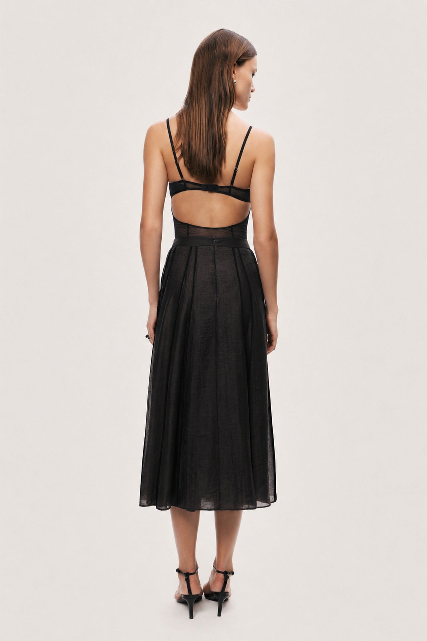 Braid-Trim Pleated Midi Skirt