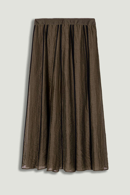 Sheer Pleated Midi Skirt