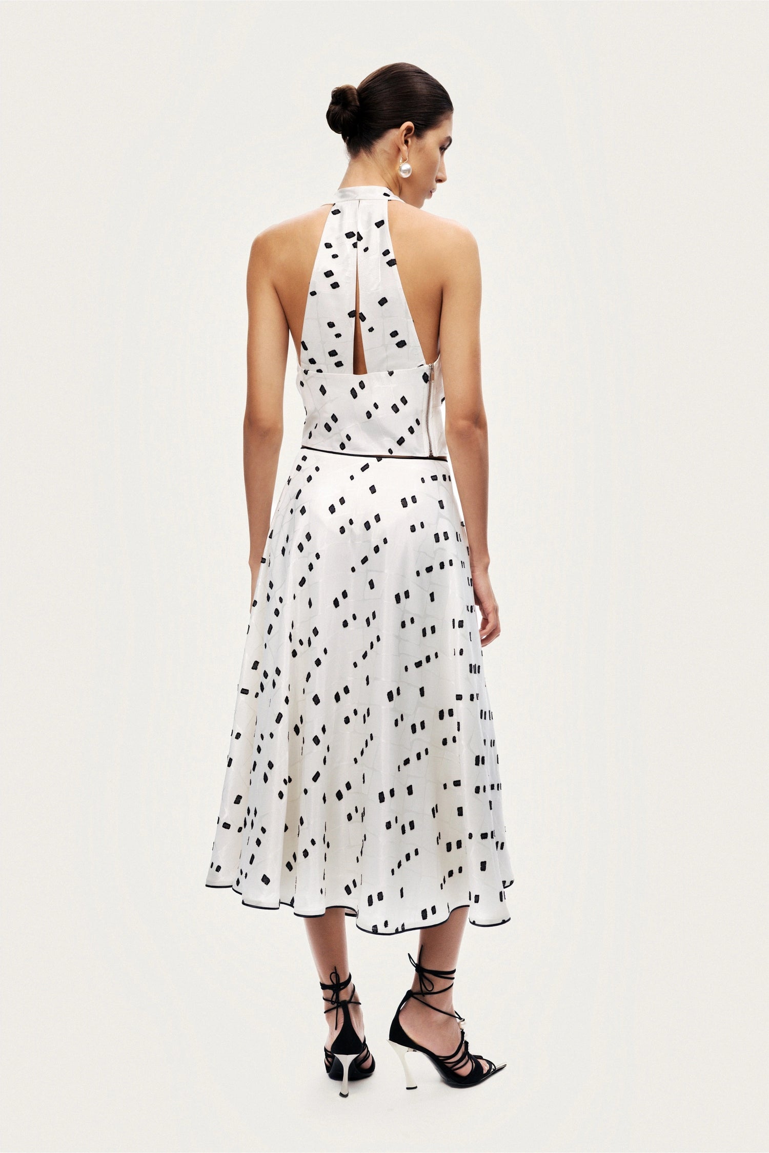 Black and White Printed Midi Skirt