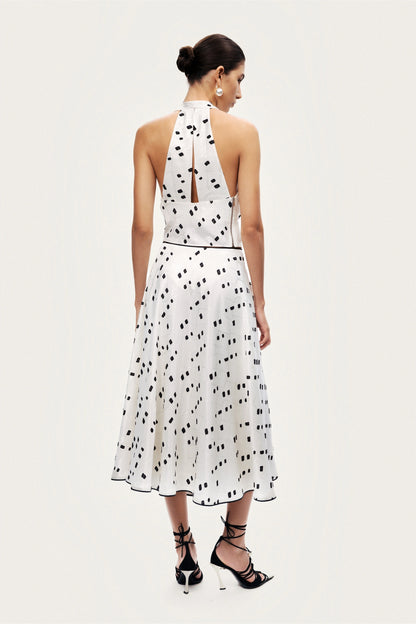 Black and White Printed Midi Skirt