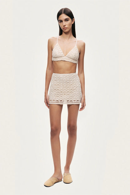 High-Waisted Lace Mini Skirt