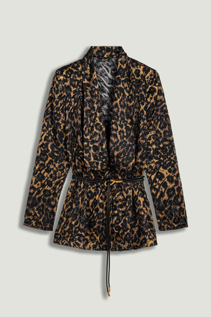 Printed Leopard Belted Jacket
