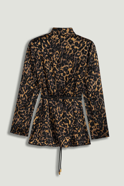 Printed Leopard Belted Jacket