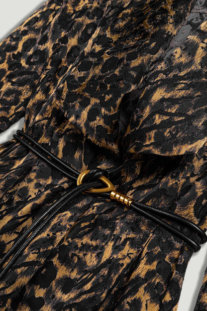 Printed Leopard Belted Jacket