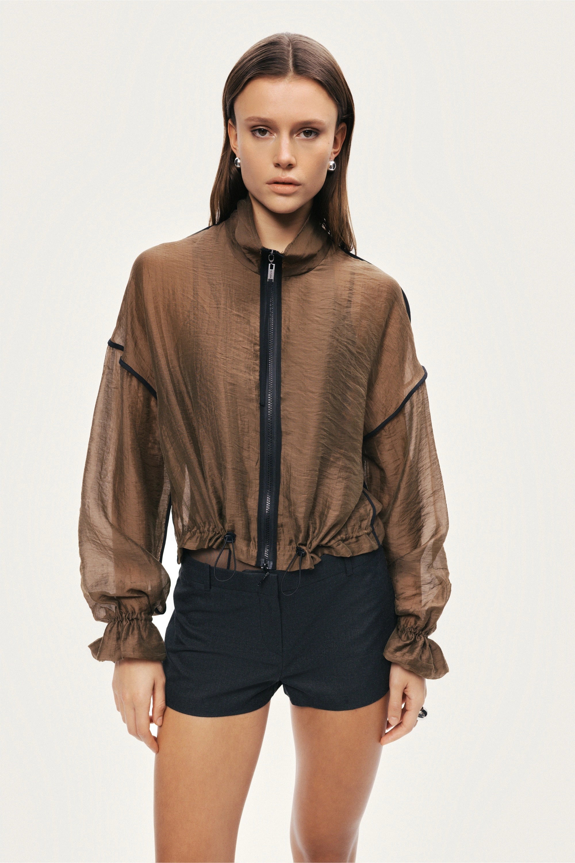 Sheer Zip-Front Jacket