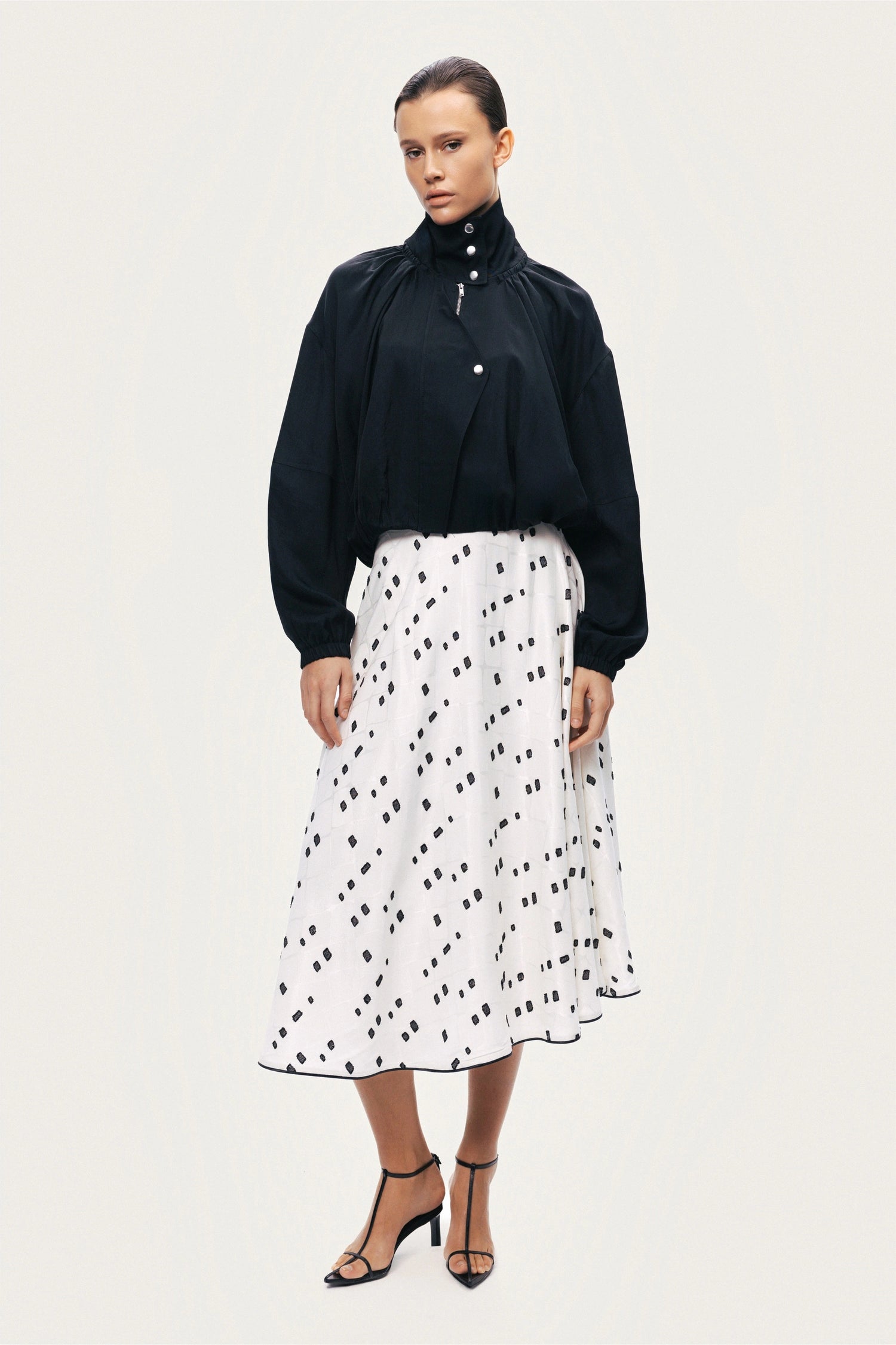 High-Neck Gathered Jacket