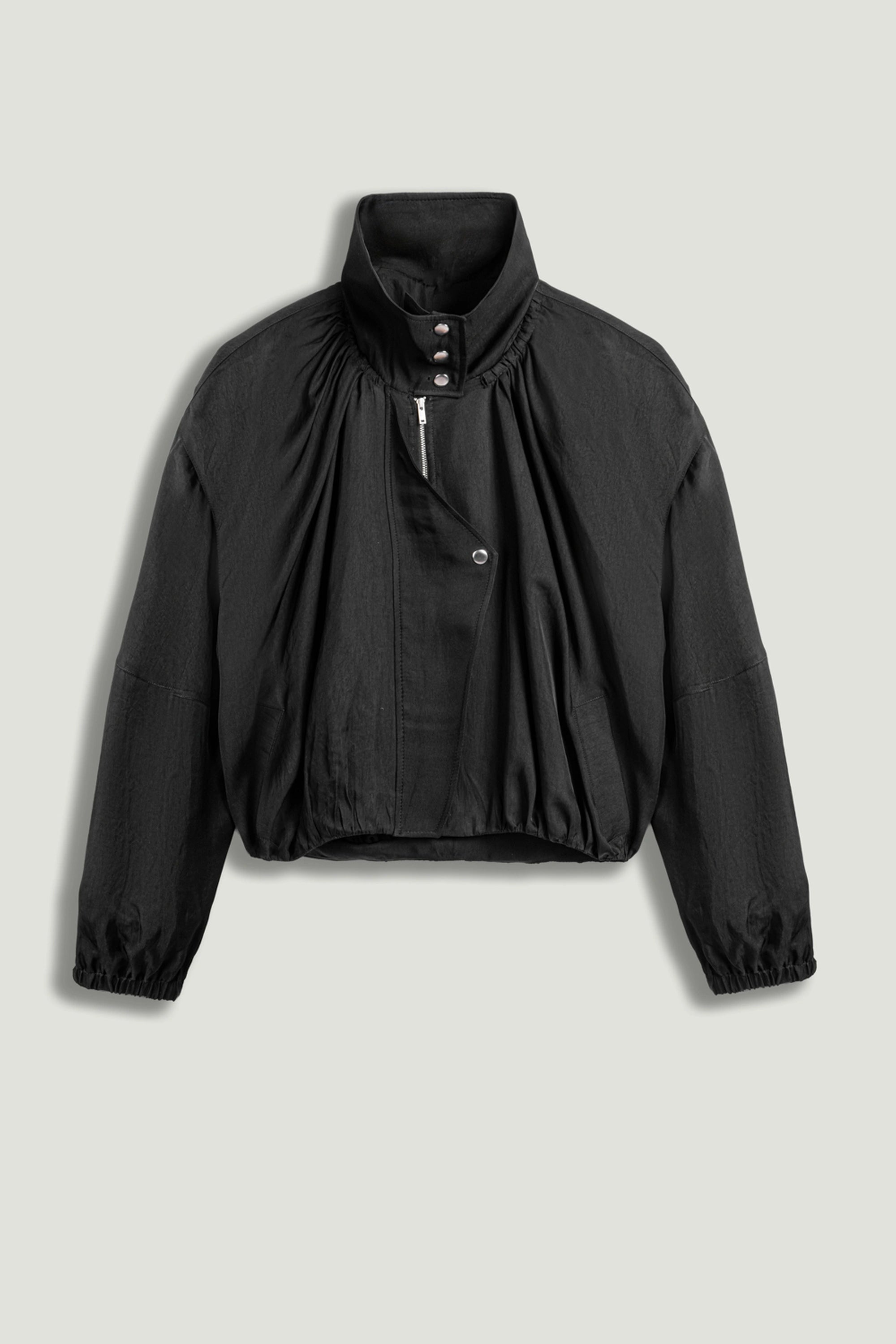 High-Neck Gathered Jacket