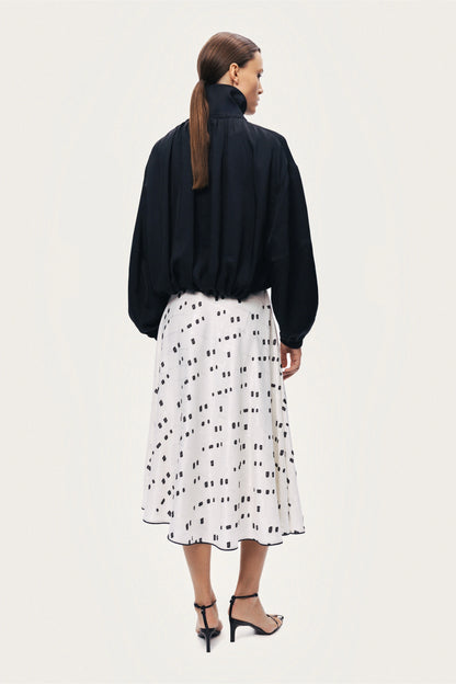 High-Neck Gathered Jacket