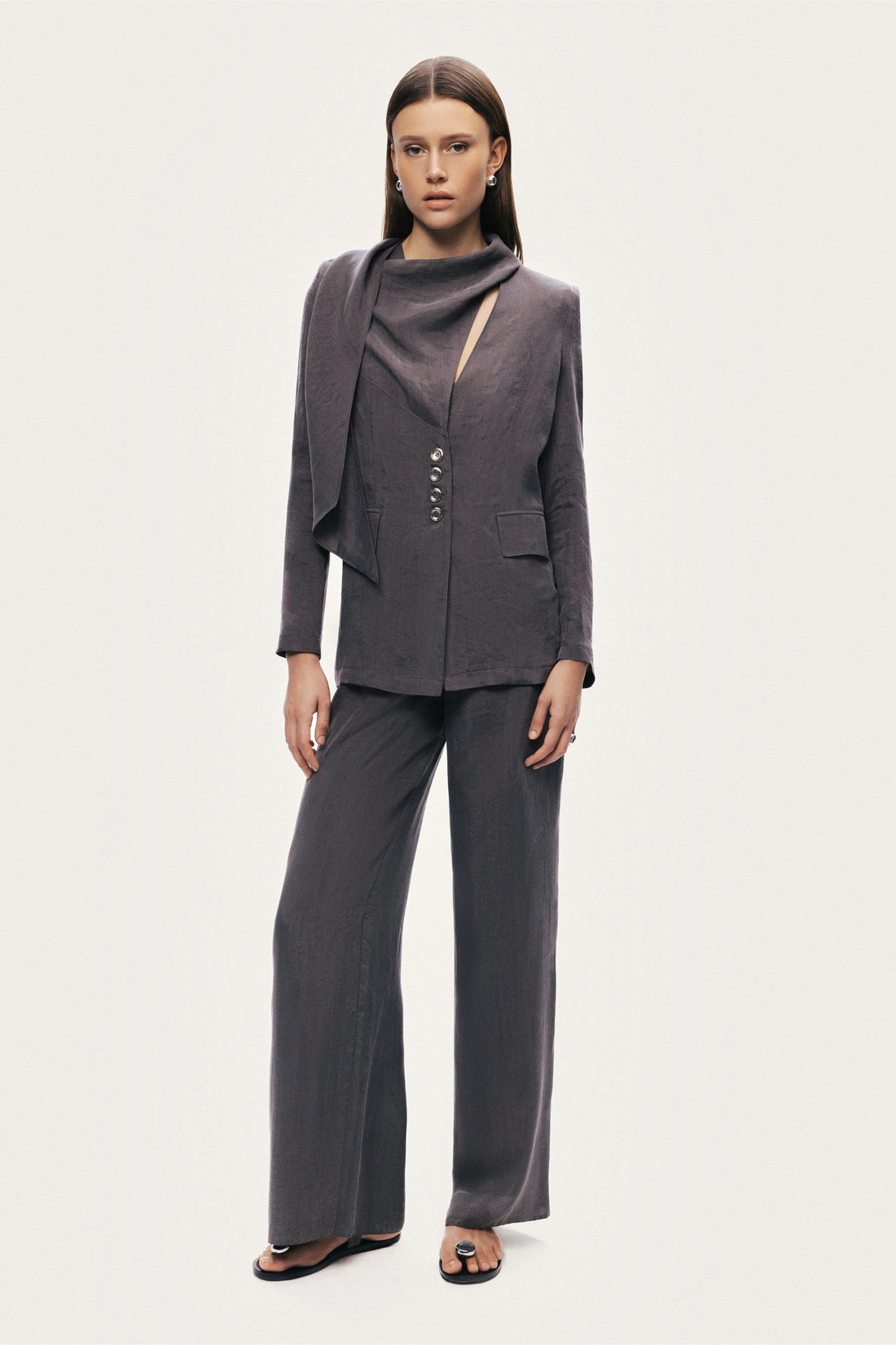 Asymmetrical Draped Tailored Jacket