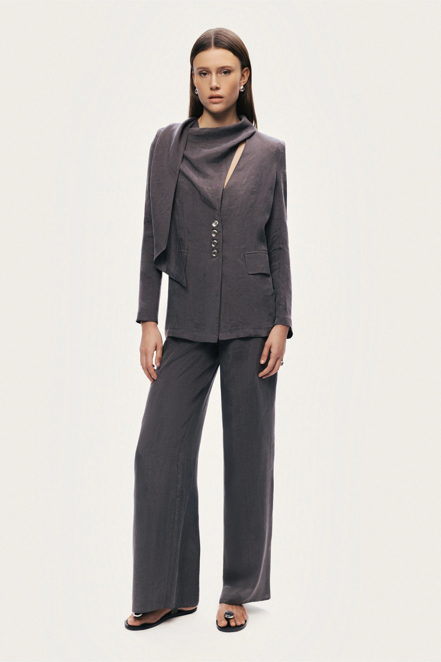 Asymmetrical Draped Tailored Jacket