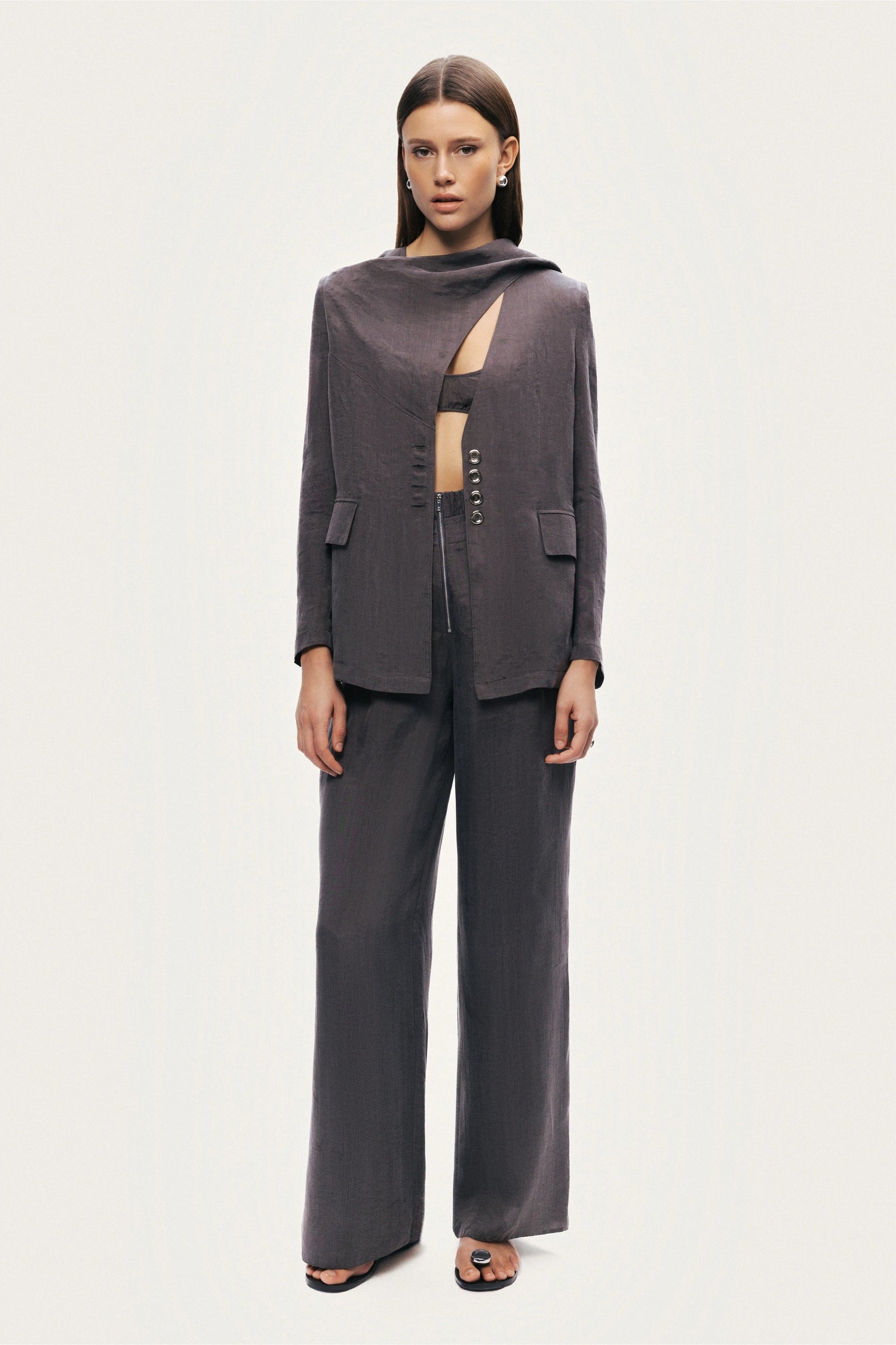 Asymmetrical Draped Tailored Jacket