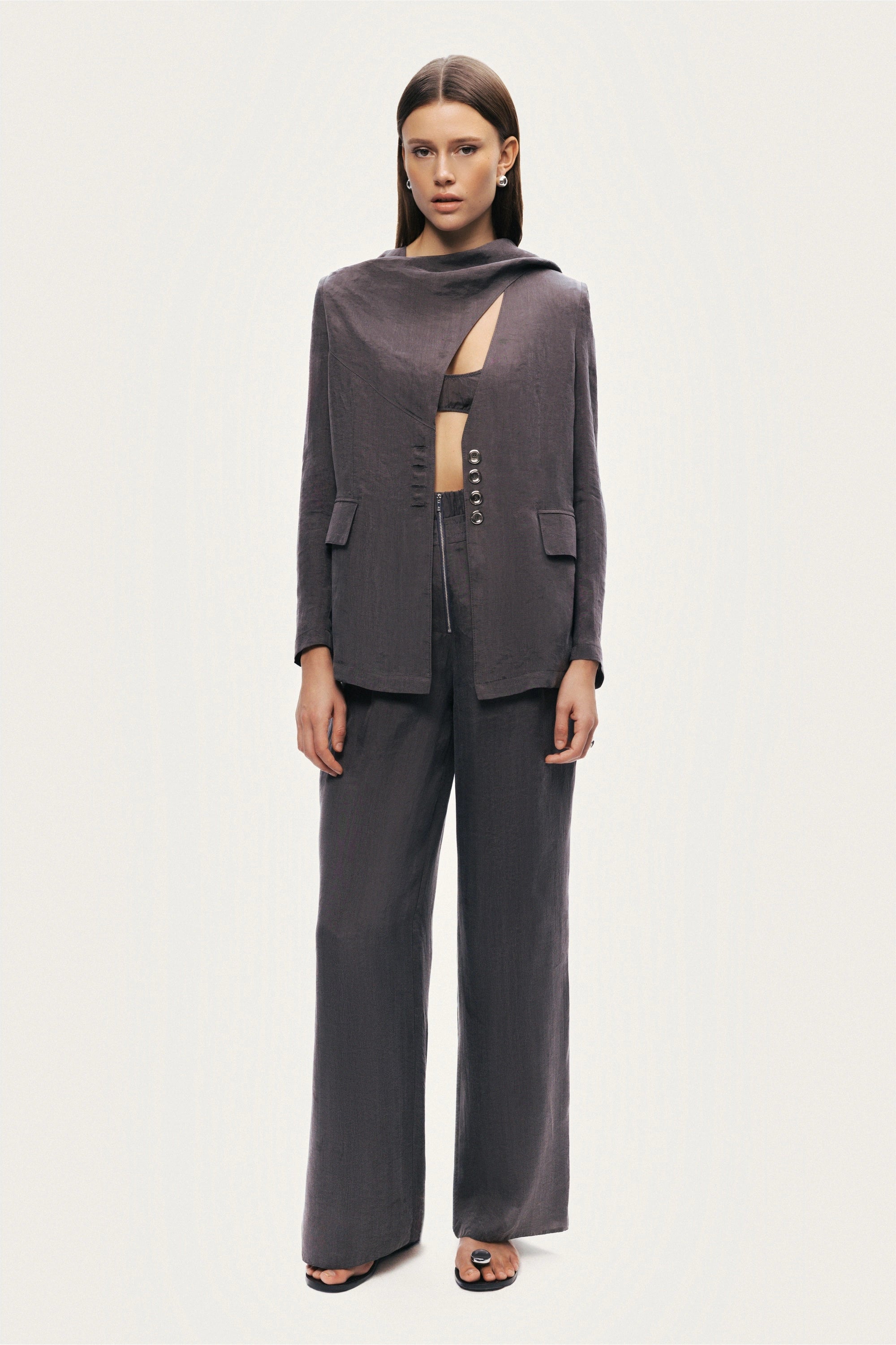 Asymmetrical Draped Tailored Jacket