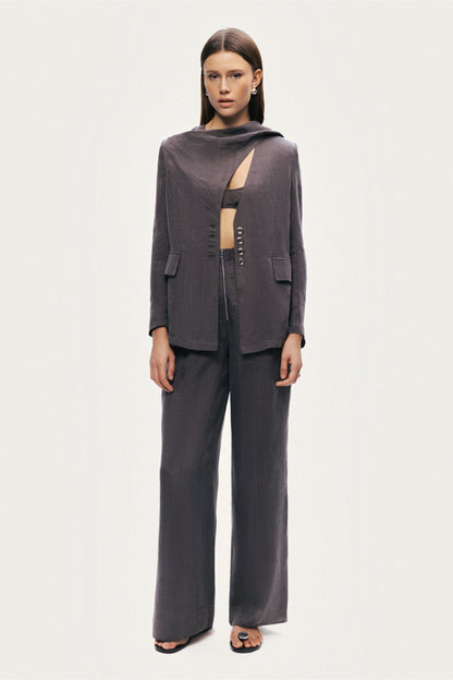 Asymmetrical Draped Tailored Jacket