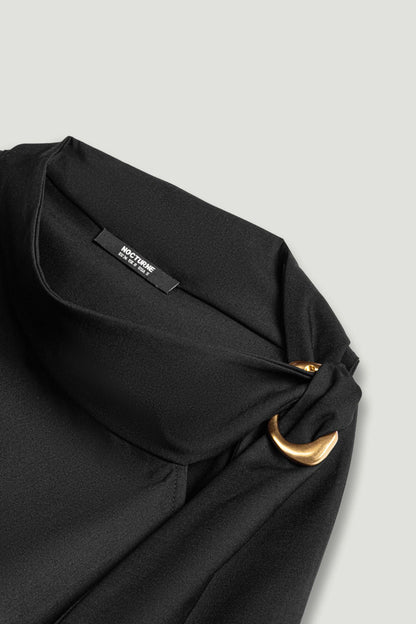 Asymmetric Buckle-Detail Blouse