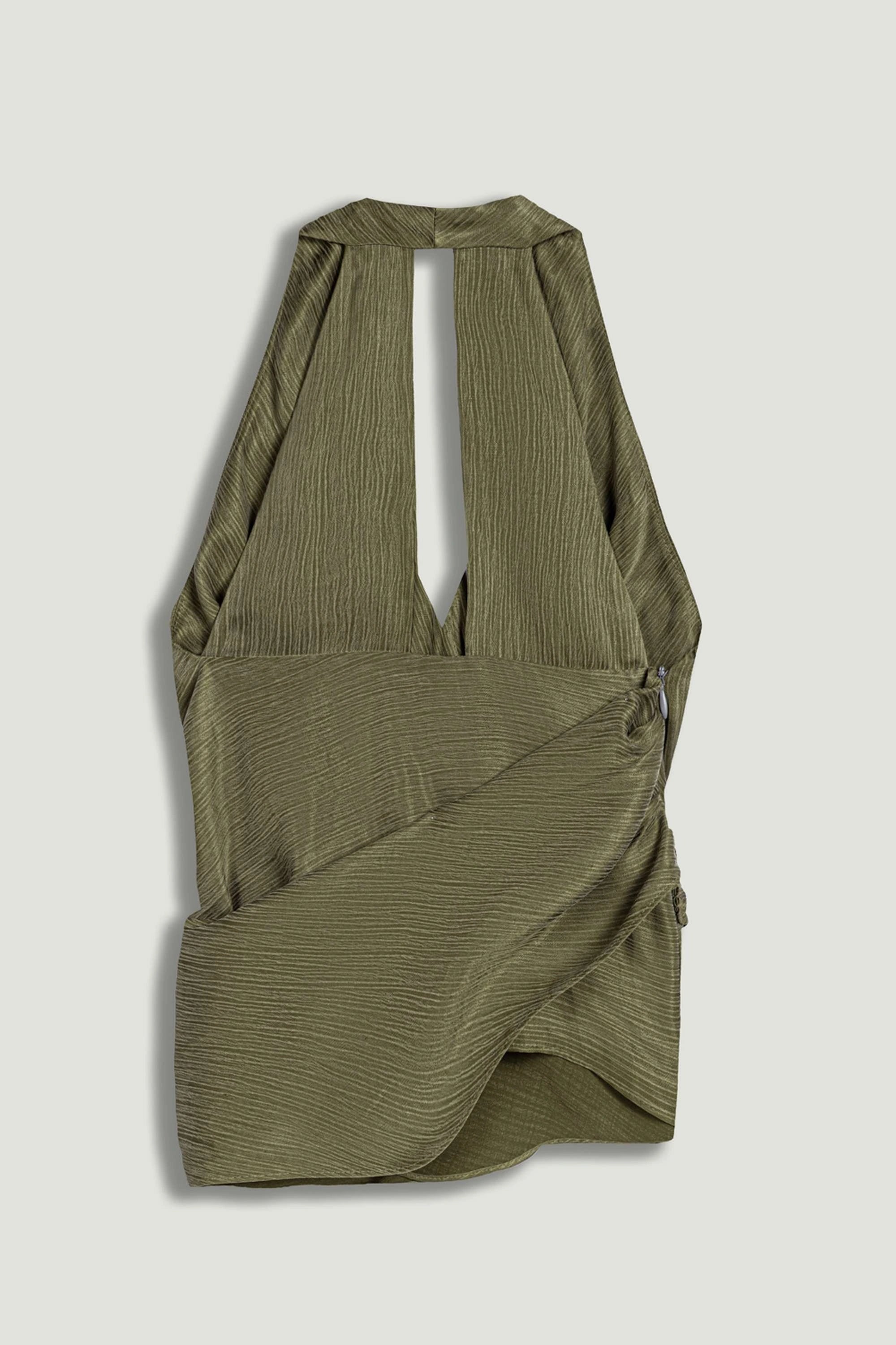 Asymmetric Halter Wrap Top