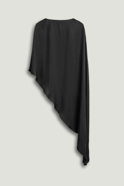 Black Draped Cape Blouse