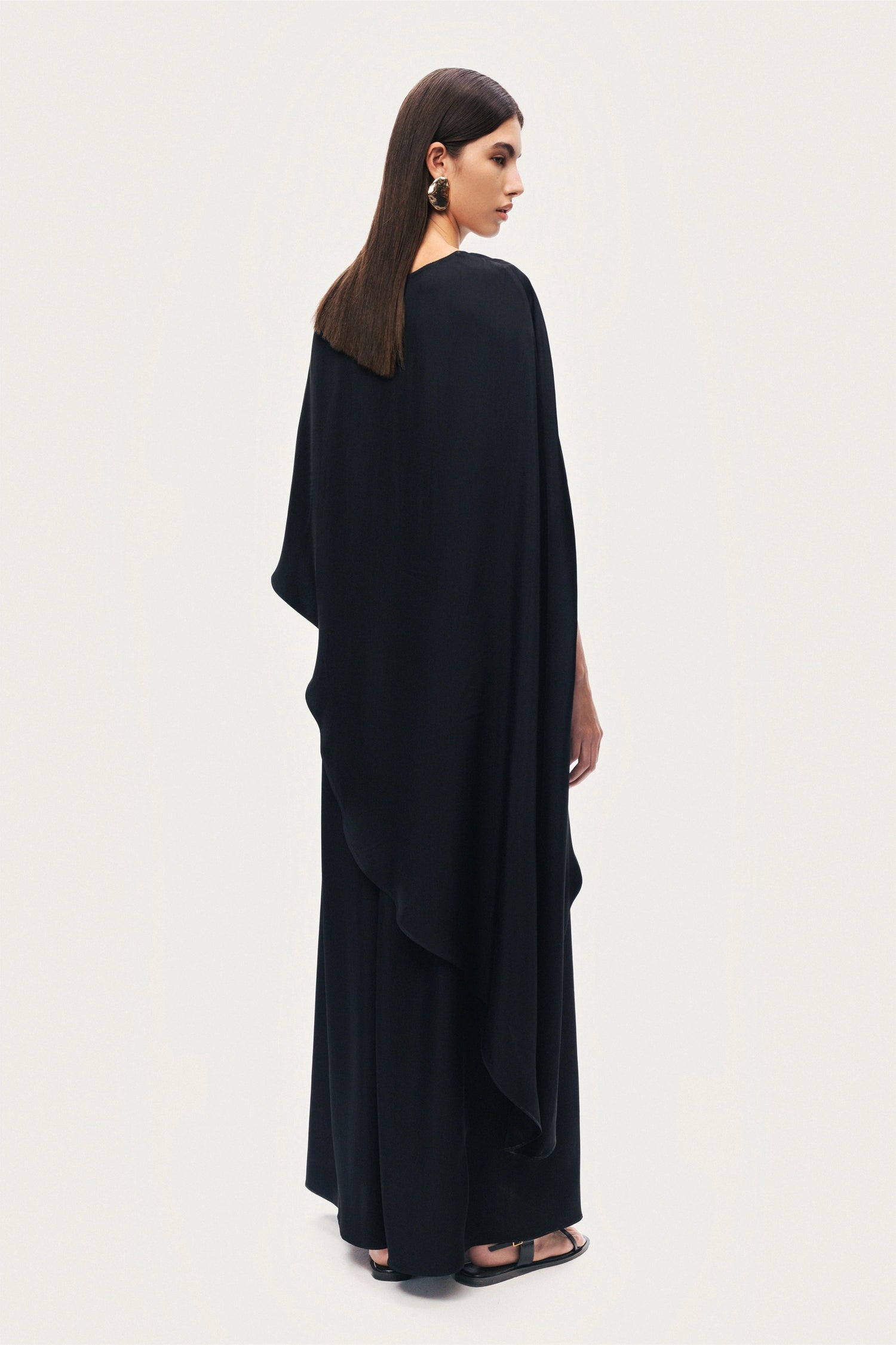Black Draped Cape Blouse