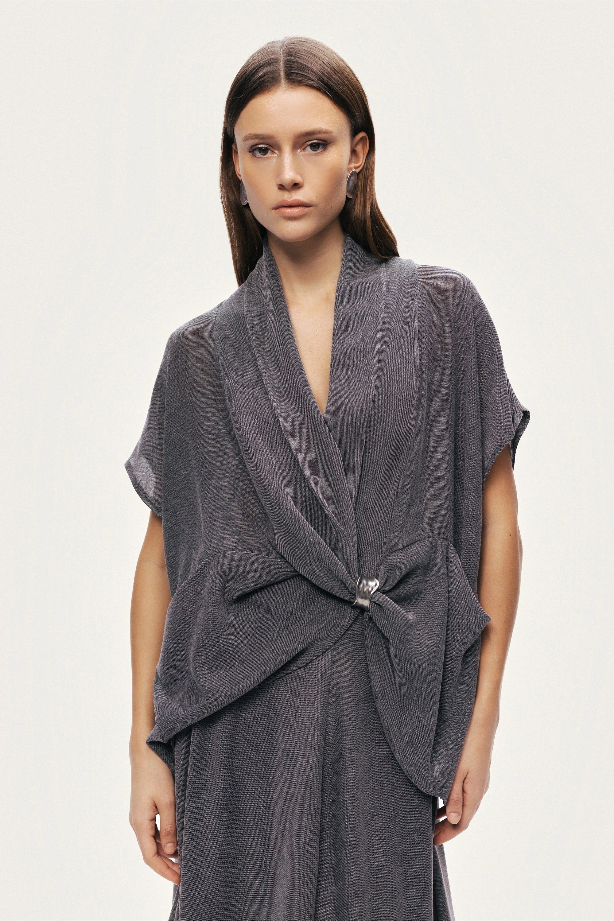 Draped Wrap Blouse