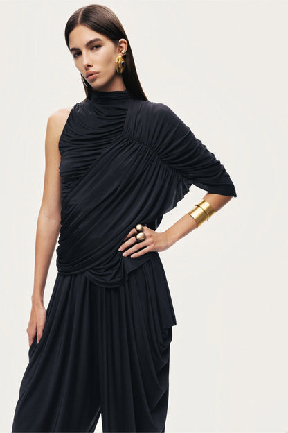 Asymmetric Draped Blouse