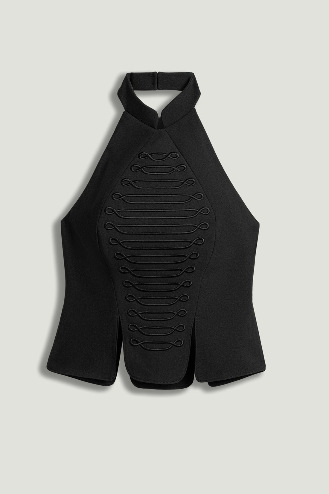 Black Halter Neck Structured Top