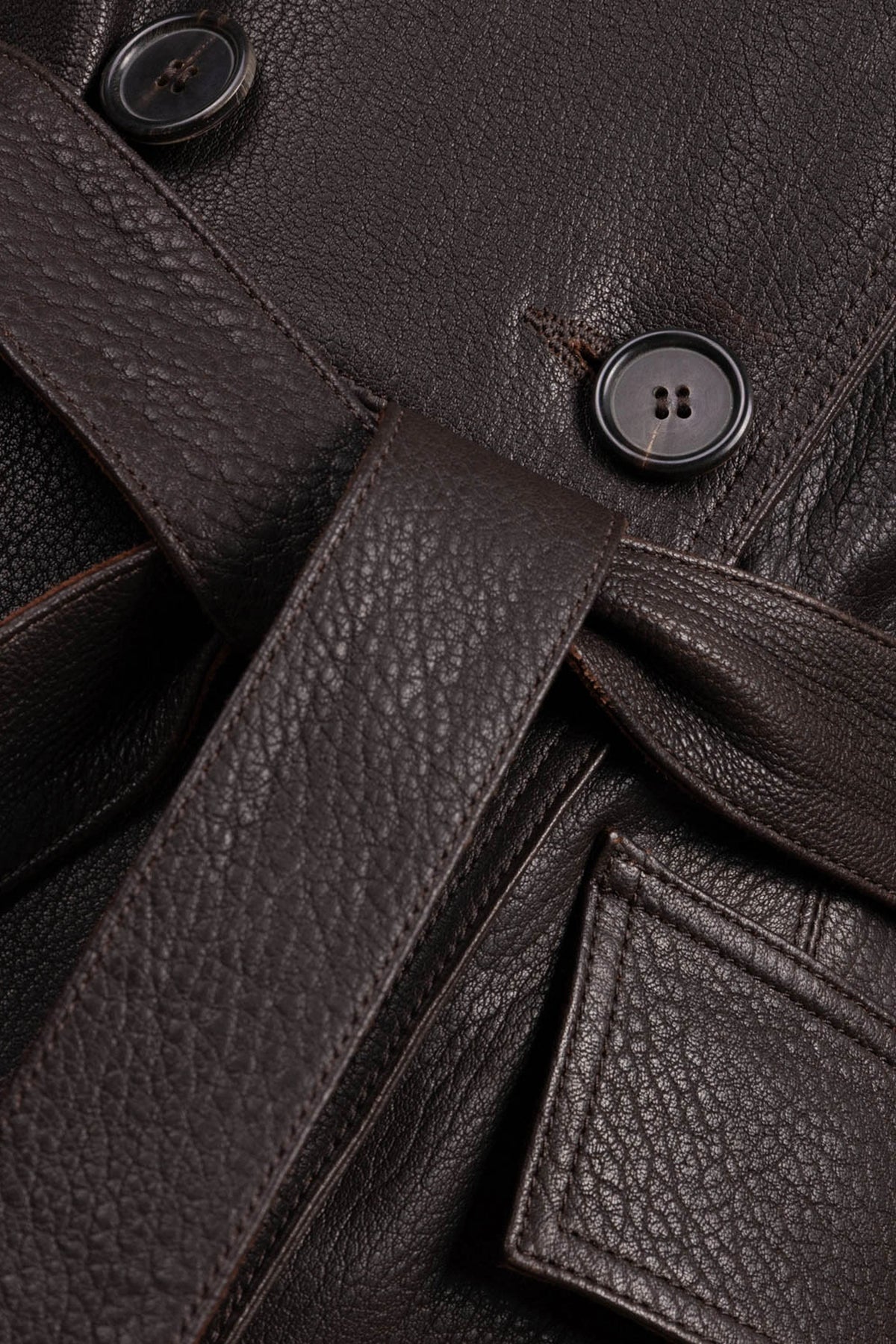Belted Leather Maxi Trench Coat