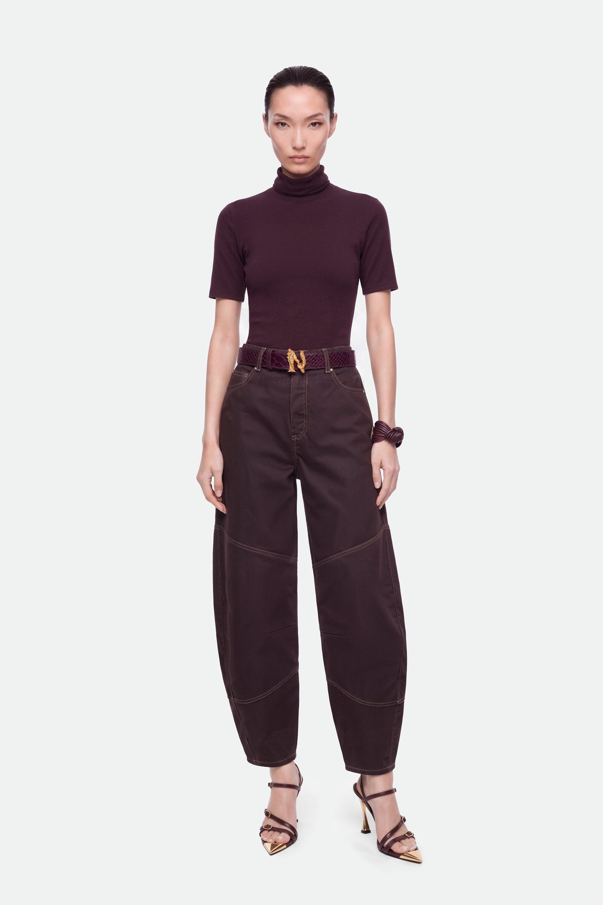 Barrel Leg Panelled Jeans