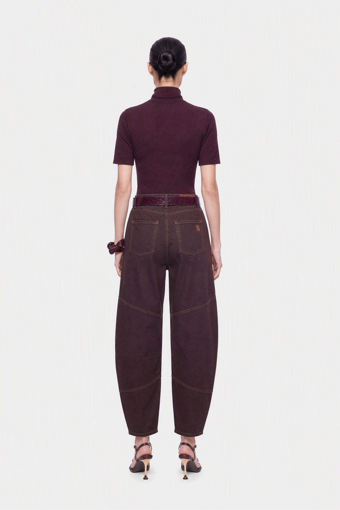 Barrel Leg Panelled Jeans