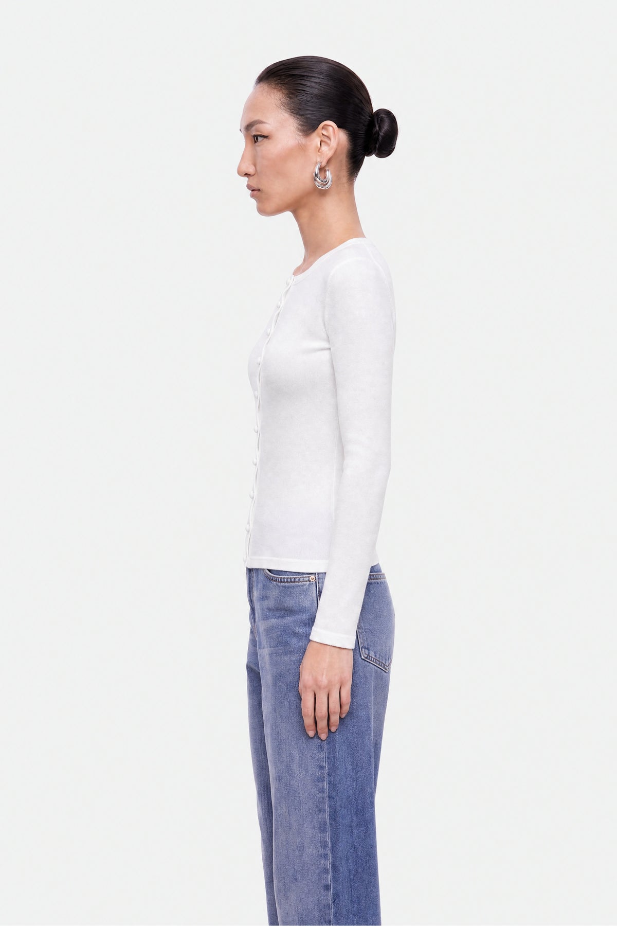 Wave Placket Knit Cardigan