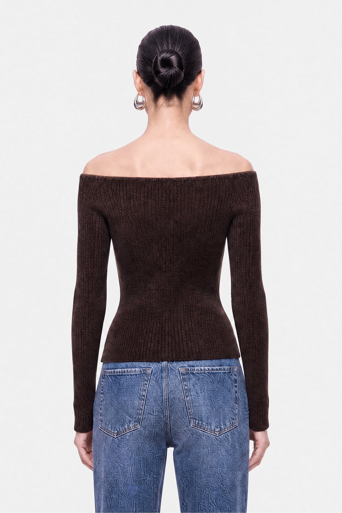 Off-Shoulder Ribbed Knit Cardigan