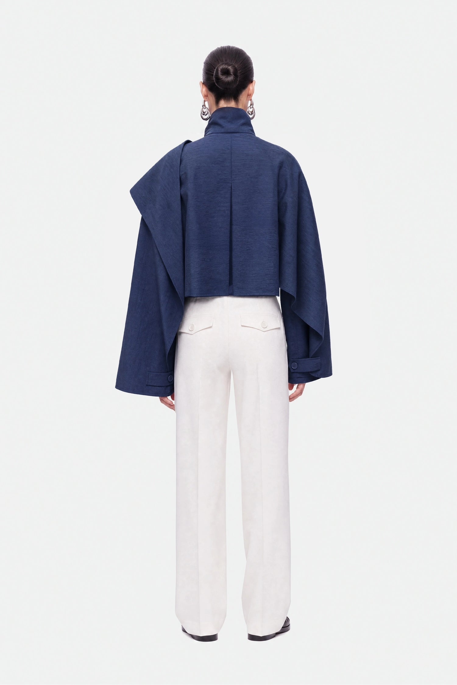 Shawl Detail Stand Collar Trench Coat