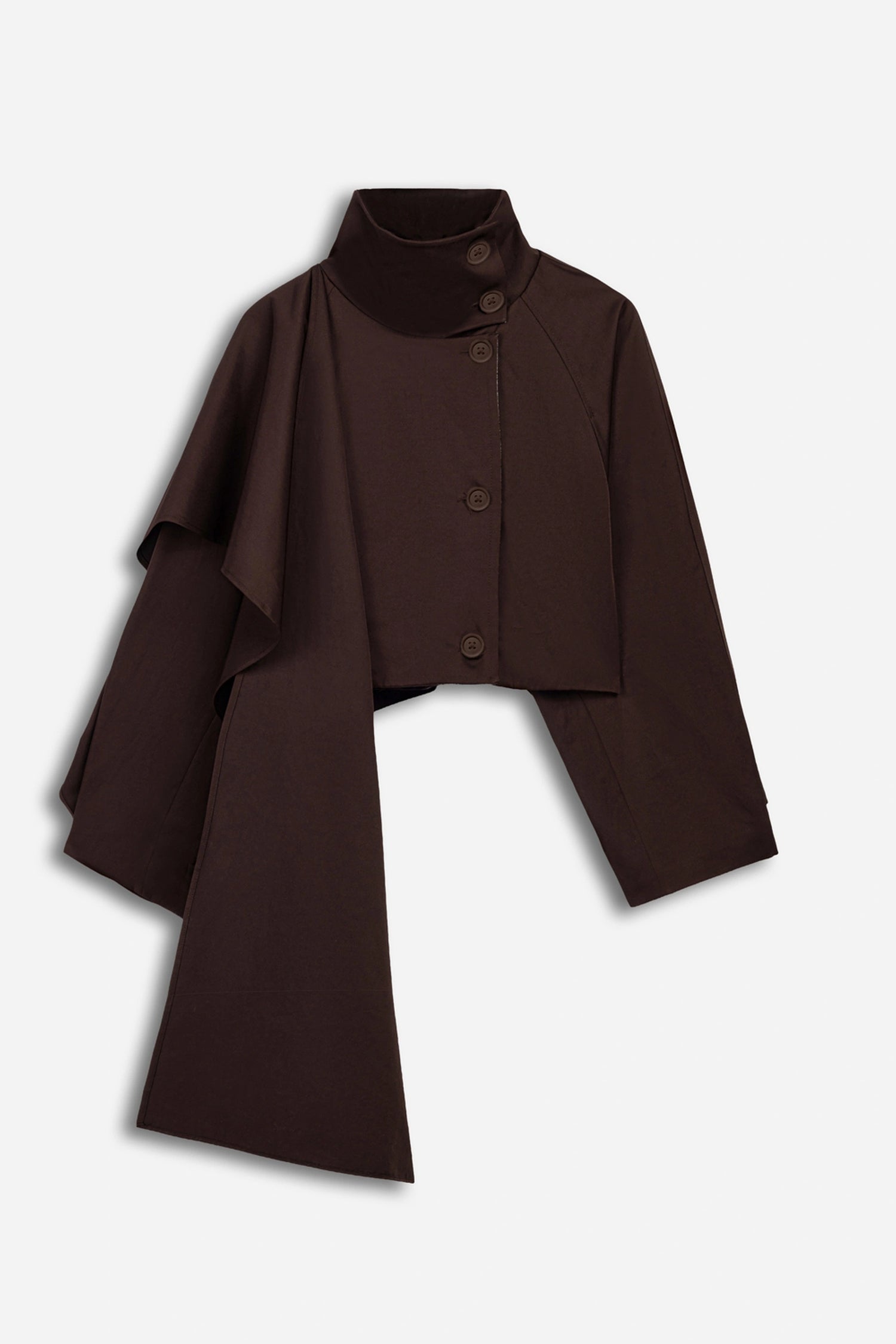 Shawl Detail Stand Collar Trench Coat