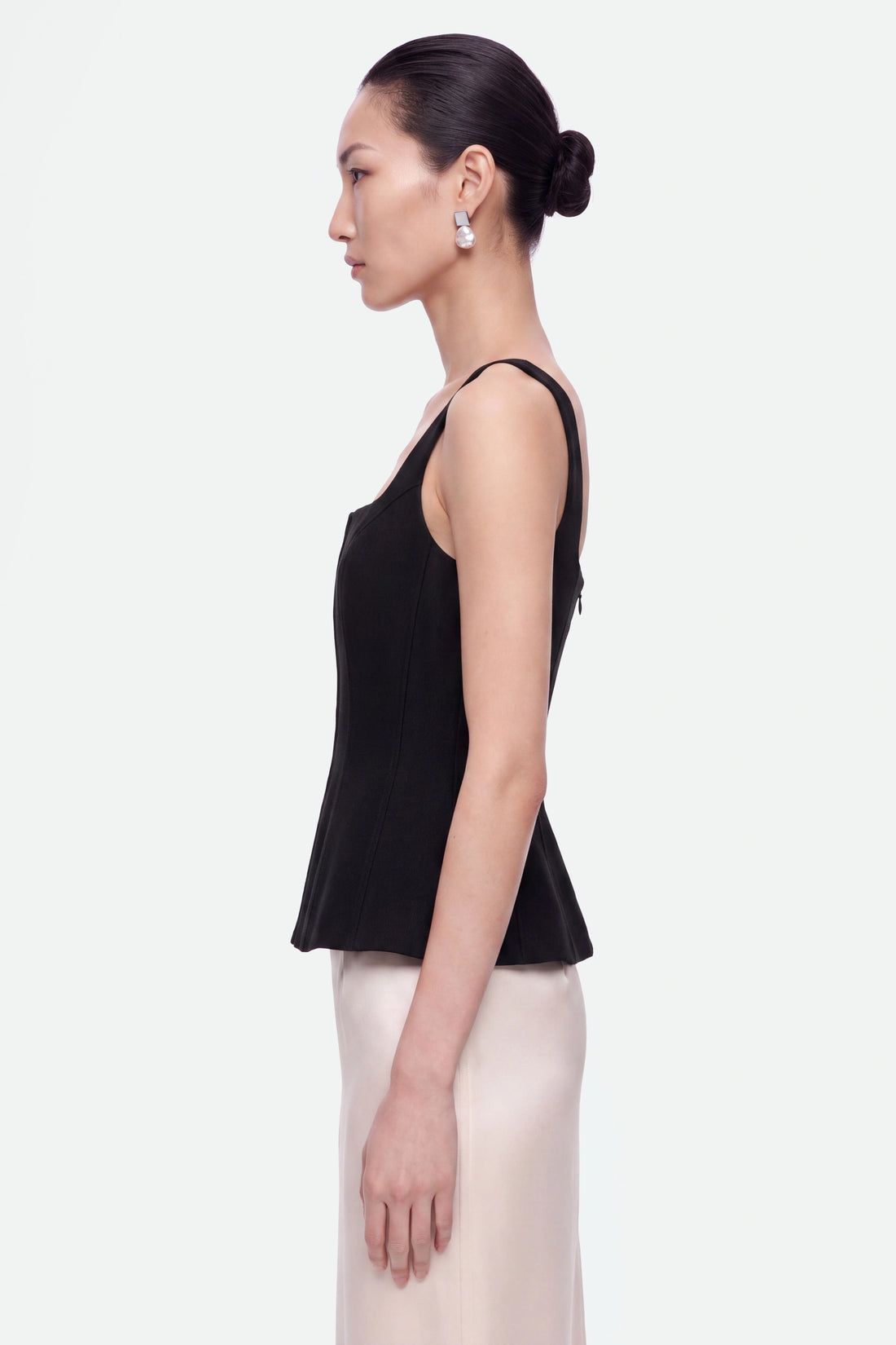 Boned Square Neck Peplum Bustier Top