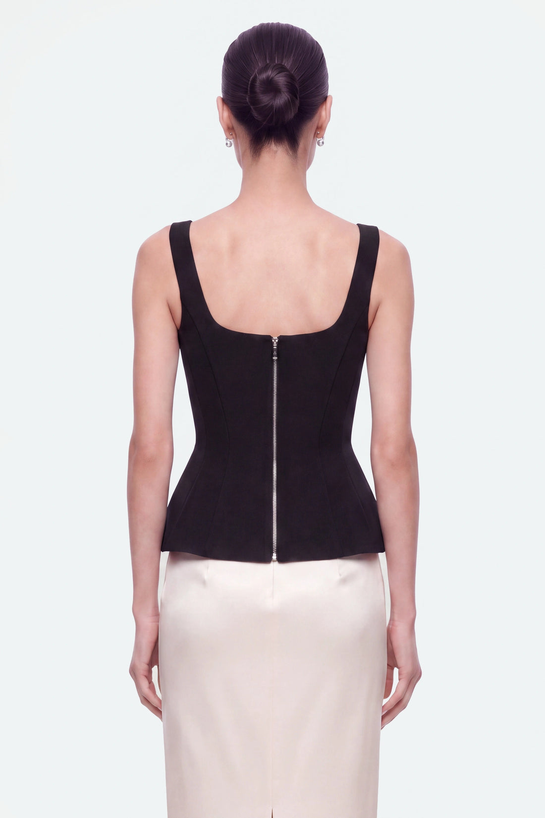 Boned Square Neck Peplum Bustier Top