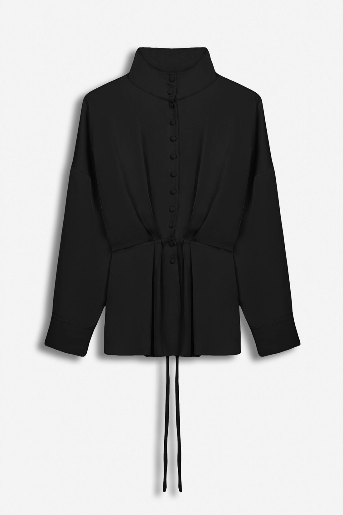 Tie Detail Stand Collar Shirt