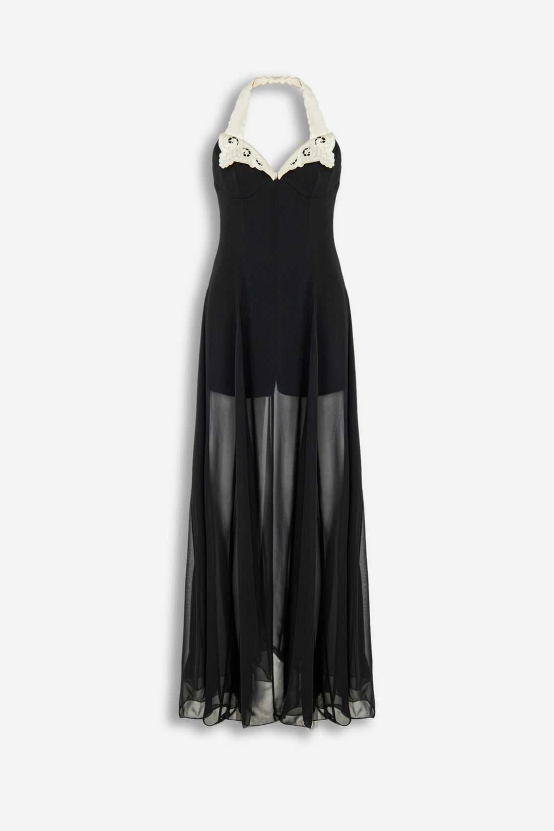 Embroidery Detail Tulle Maxi Dress