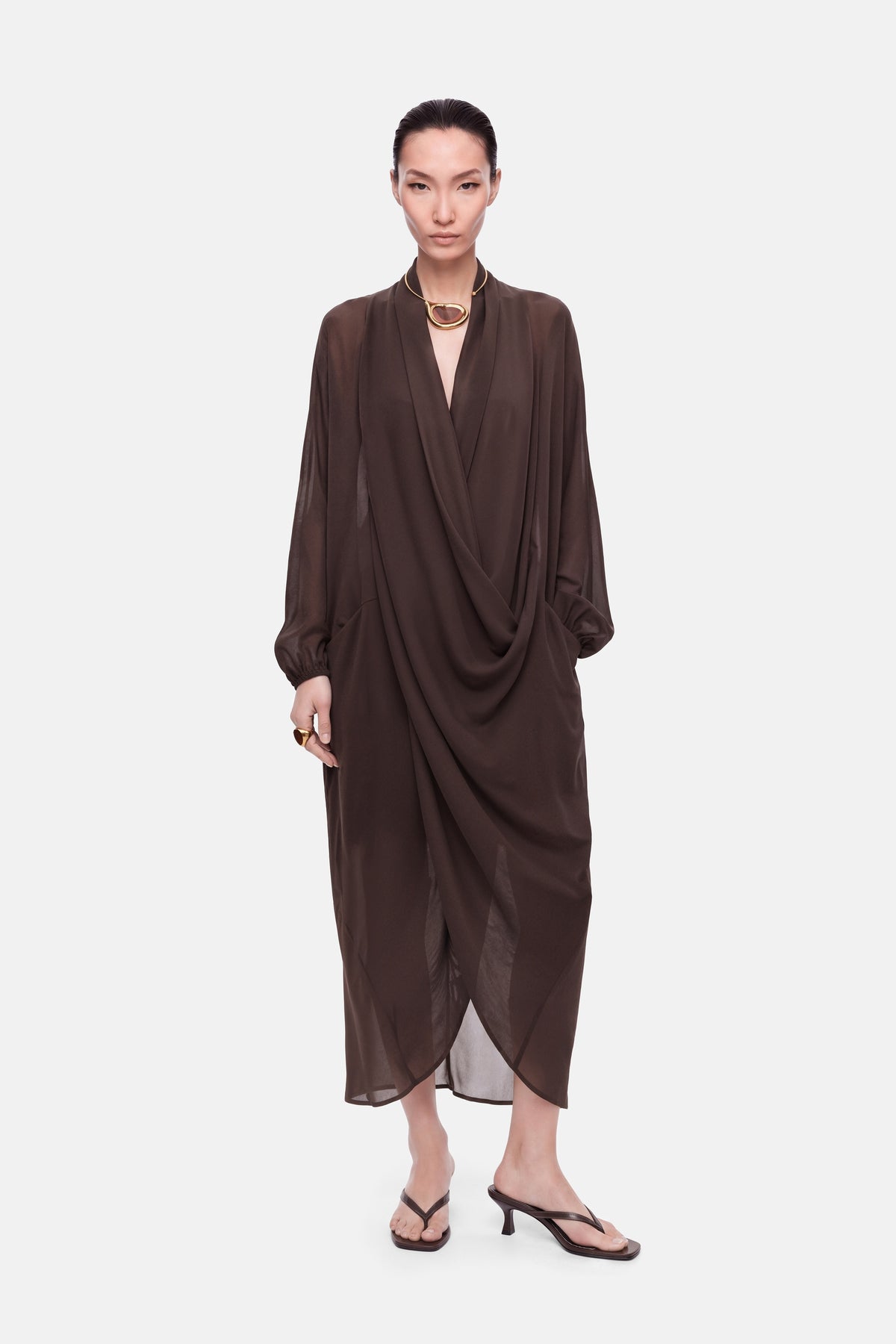 Draped Wrap Maxi Dress