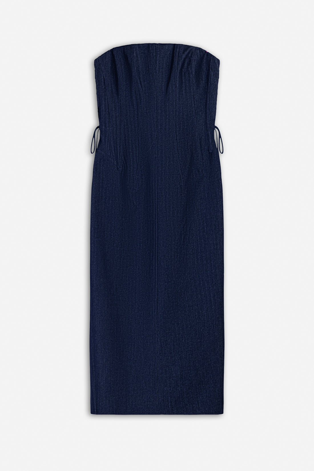 Strapless Lace-Up Midi Dress