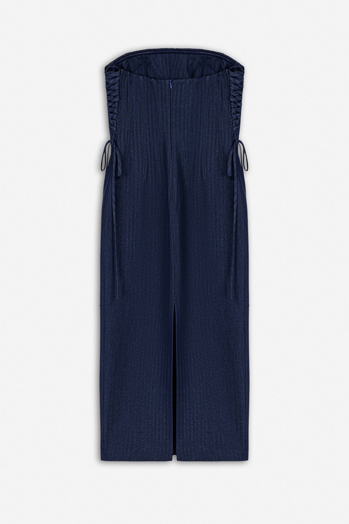 Strapless Lace-Up Midi Dress