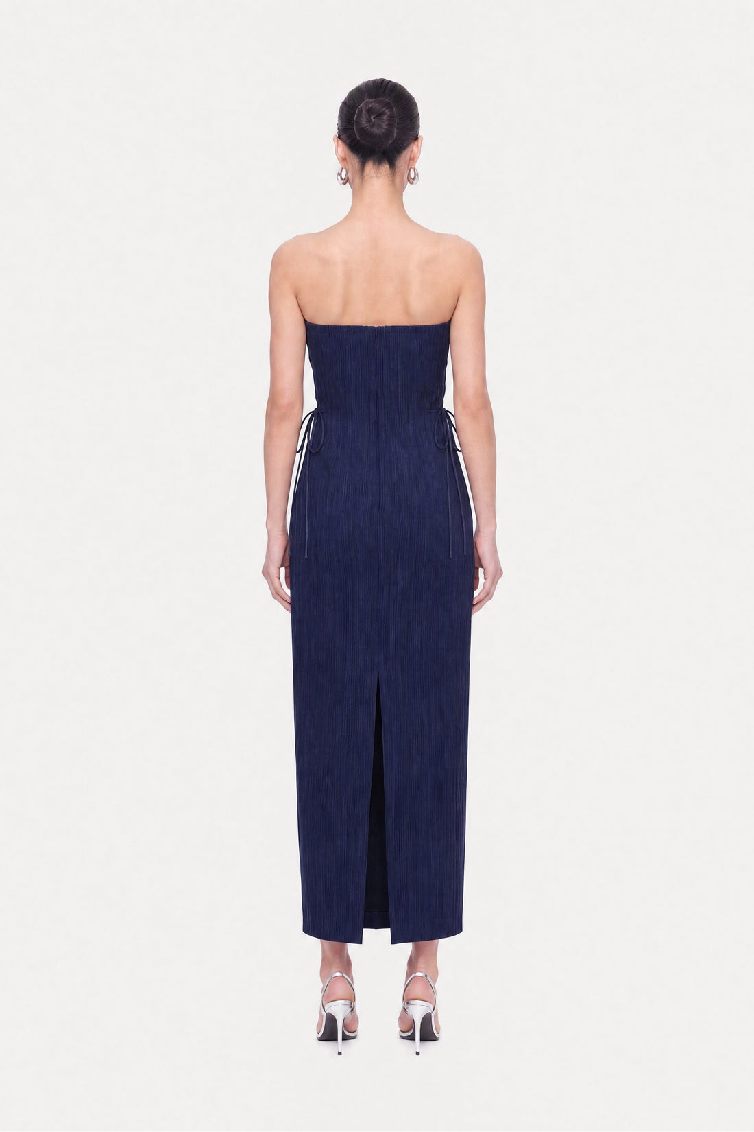 Strapless Lace-Up Midi Dress