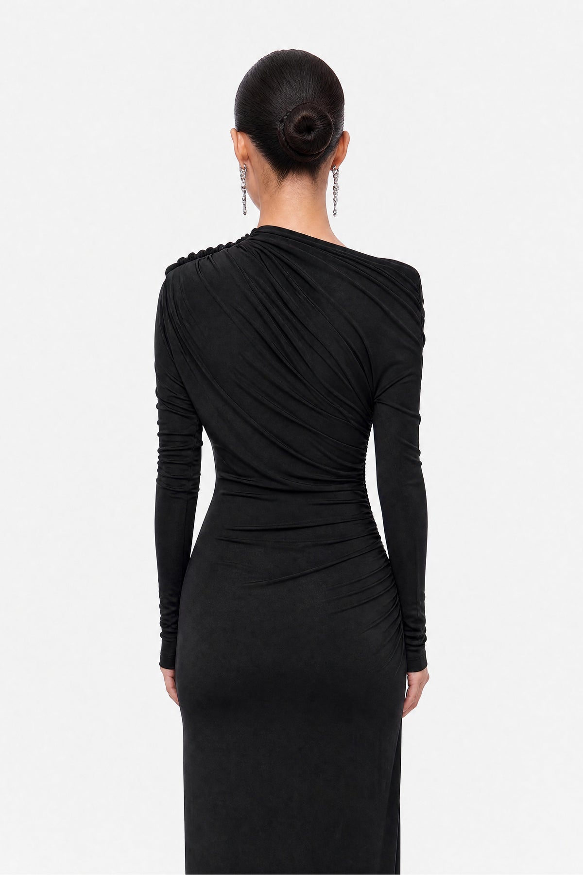 Asymmetric Draped Maxi Dress